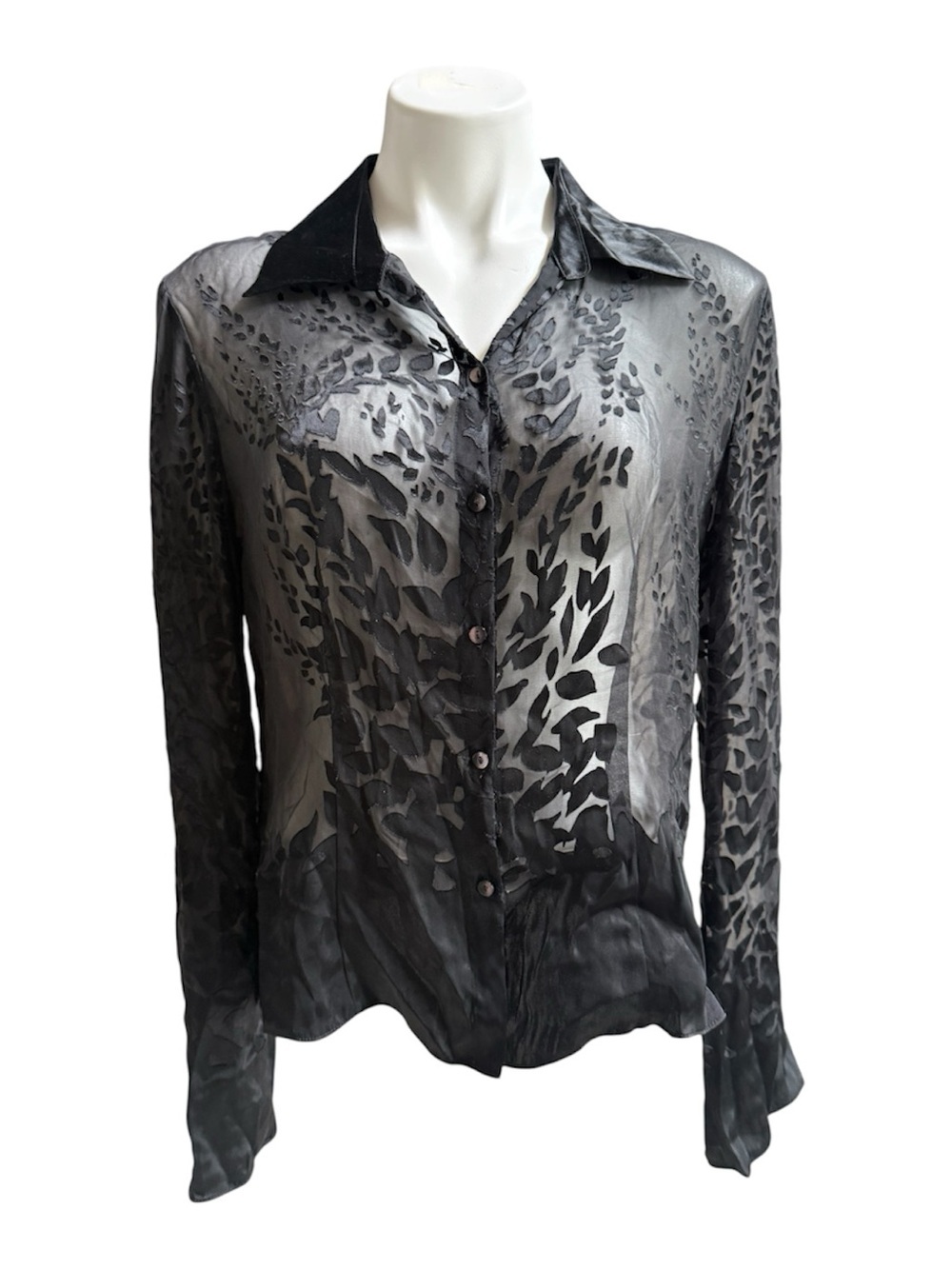 Eci New York Button Up Top Black Large EUC
